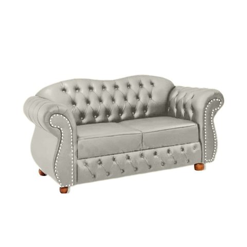Conjunto c/ 2 Namoradeiras + 2 Poltronas Chesterfield Merlo - Veludo Cinza Prata / Decoração, recepç