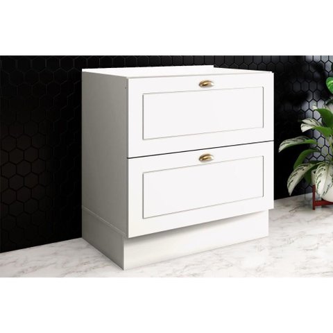 Balcão Cozinha Americana 2 Gavetas 80cm Branco Henn