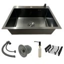 Ver imagem 1 de Cuba Pia Inox Preta Quadrada 60x45 com Acessórios.