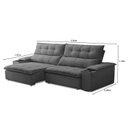 Ver imagem 3 de Sofá Retrátil Reclinável 3 Lugares 230cm com Porta Copos e Objetos Bulgária