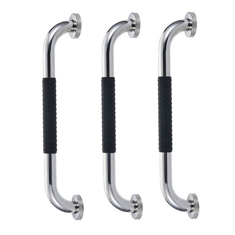 Barra de Apoio 30cm Inox Kit 3 Unidades Suporte Antiderrapante Banheiro Box Idoso Gestante Criança C