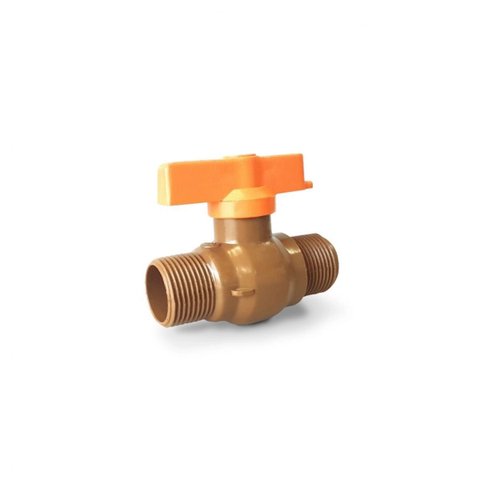 Kit 2 Registro Pvc Esfera Rosca Externa 3/4" Marrom