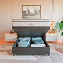Ver imagem 2 de Cama Box Baú Casal Couro Preto + Colchão Paris Branco Couro Preto/branco
