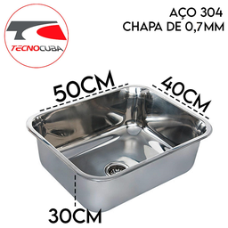 CUBA PIA COZINHA INDUSTRIAL 50X40X30 AÇO 304 - TECNOCUBA - 2