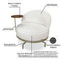 Ver imagem 7 de Poltrona Cadeira Giratória Naomi com Mesa Lateral Boucle Branco Bz Home Decor