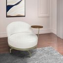 Ver imagem 1 de Poltrona Cadeira Giratória Naomi com Mesa Lateral Boucle Branco Bz Home Decor