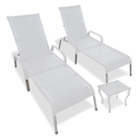 Ver imagem 1 de Kit 2 Espreguiçadeiras Reclinável Alumínio Madrid Branca com Mesa de Centro