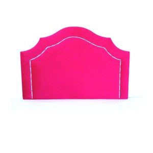 Cabeceira Provençal Luxo Veludo Pink com Tachas Prata
