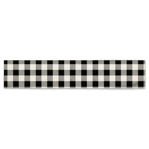 Caminho de Mesa Xadrez Preto e Branco Natalino 100% Algodão - 40x200cm