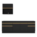 Ver imagem 7 de Armário de Cozinha Compacta 220cm com Rodapé Veneza Multimóveis V2110 Preto/Dourado