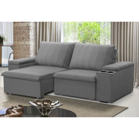 Sofá Retrátil e Reclinável 3 Lugares 205cm com Porta Copos Ballarat