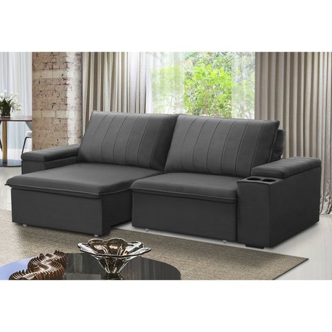 Sofá Retrátil e Reclinável 3 Lugares 225cm com Porta Copos Ballarat