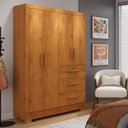 Ver imagem 1 de Guarda-Roupa 4 Portas 3 Gavetas Amanda Yescasa Marrom/Nature