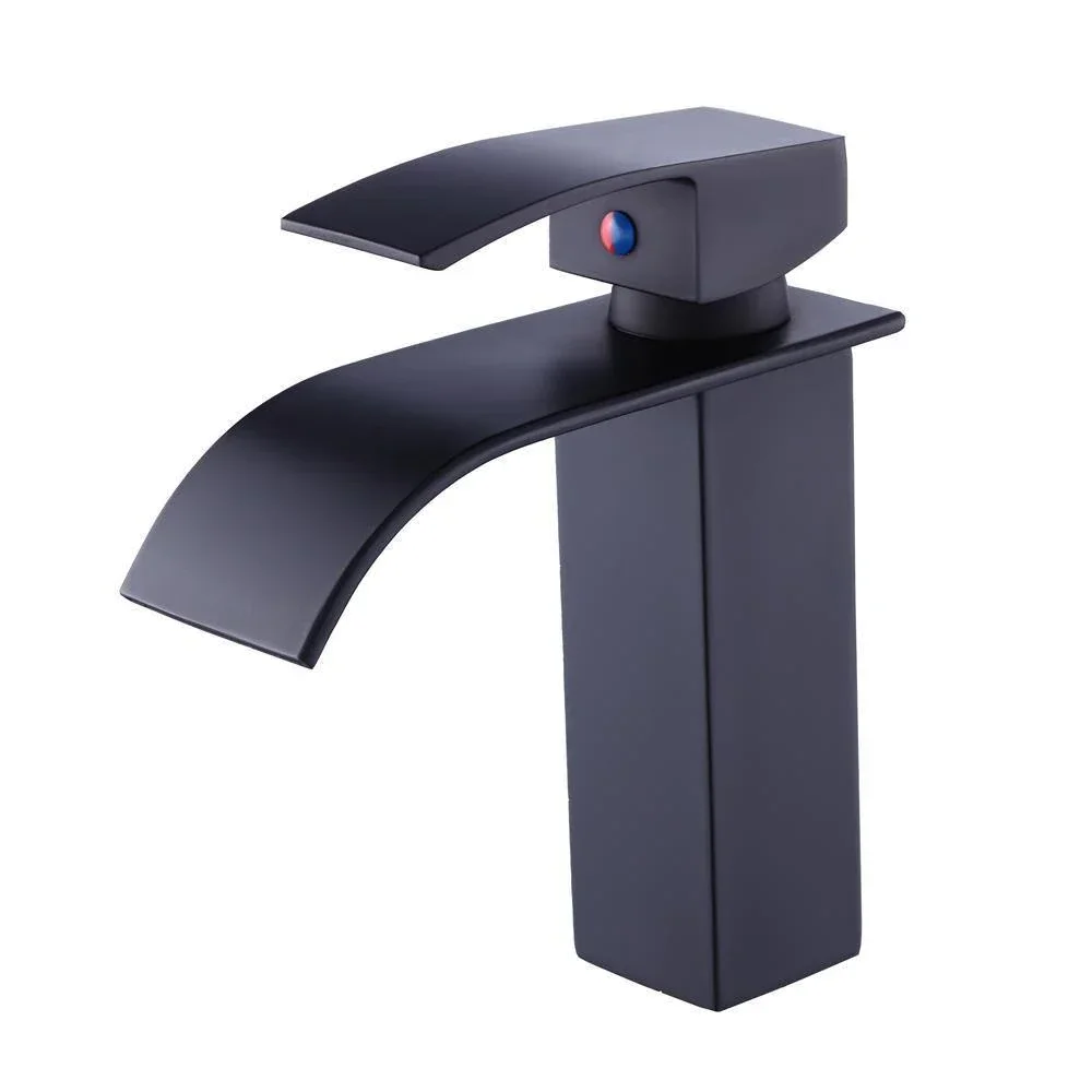 Torneira Banheiro Cascata Monocomando Misturador Baixa Black Preto - 1