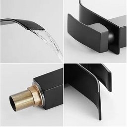 Torneira Banheiro Cascata Monocomando Misturador Baixa Black Preto - 8