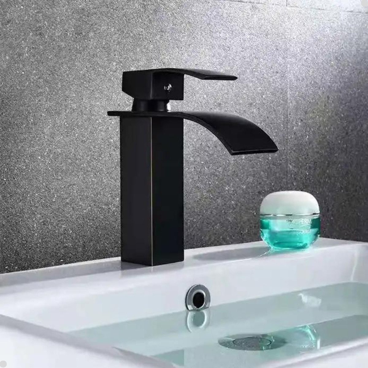 Torneira Banheiro Cascata Monocomando Misturador Baixa Black Preto - 5