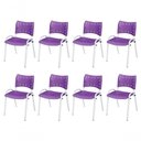 Ver imagem 1 de Cadeira Iso Base Branco Escola, Escritório Violeta Kit 8 Un