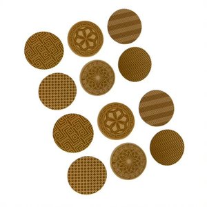 Kit Com 12 Porta Copos Mdf Descanso Redondo Bolacha Sousplast