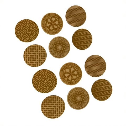 Kit Com 12 Porta Copos Mdf Descanso Redondo Bolacha Sousplast