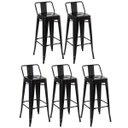 Ver imagem 1 de Kit 5 Banquetas Altas Industriais Pretas em Aço 76cm com Encosto – Modelo Iron Tolix