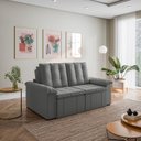Ver imagem 3 de Sofá Retrátil e Reclinável 2 Lugares Veludo Cinza Palmeira 180cm CabeCasa MadeiraOriginals