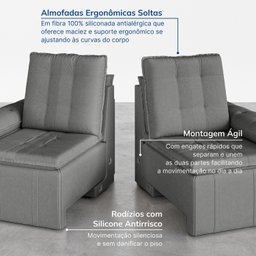 Sofá Palmeira Retrátil Reclinável sem Caixa 3 Lugares 180cm Veludo com Molas CabeCasa MadeiraMadeira - 8