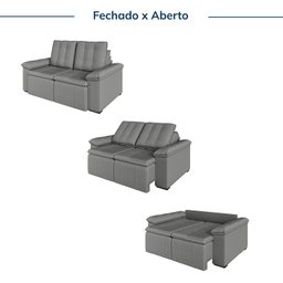Sofá Palmeira Retrátil Reclinável sem Caixa 3 Lugares 180cm Veludo com Molas CabeCasa MadeiraMadeira - 5