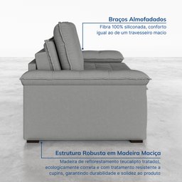 Sofá Palmeira Retrátil Reclinável sem Caixa 3 Lugares 180cm Veludo com Molas CabeCasa MadeiraMadeira - 9
