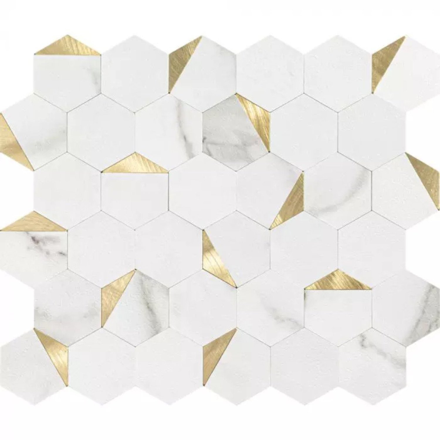 Pastilhas Adesivas Metálicas Carrara Gold - 2