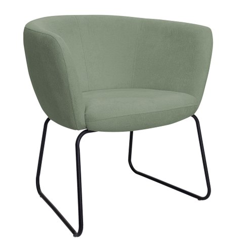 Poltrona Decorativa Isis Base Aço Preto Bouclê Verde Claro - Casaepoltrona