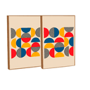 Ver imagem 3 de Quadro Decorativo Bauhaus Abstrato Moderno em 2 Telas com Moldura Filete