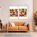 Ver imagem 1 de Quadro Decorativo Bauhaus Abstrato Moderno em 2 Telas com Moldura Filete