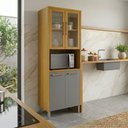 Ver imagem 1 de Paneleiro Cristaleira Dafne 100% MDF com Portas e Vidro Reflecta