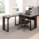 Ver mais imagens de Mesa Escritório em L 120 cm X 150 cm Design Industrial F5 Office Cor:Cinza Sagrado com Preto