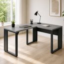Ver imagem 1 de Mesa Escritório em L 120 cm X 150 cm Design Industrial F5 Office Cor:Cinza Sagrado com Preto