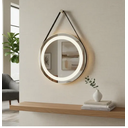 Ver mais imagens de Espelho 4mm Redondo com Led 3 Cores 70 Cm com Alça Marrom Touch Screen Pendurar Parede Cinto Adnet