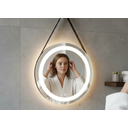 Ver imagem 7 de Espelho 4mm Redondo com Led 3 Cores 70 Cm com Alça Marrom Touch Screen Pendurar Parede Cinto Adnet