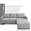 Ver imagem 4 de Sofá 2 Lugares + Chaise 2,40m Linho com Molas Zante Estofama