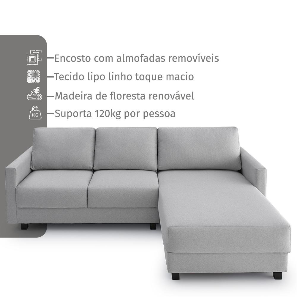 Sofá Zante 2 Lugares e Chaise 2,39m  - 4