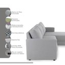 Ver imagem 3 de Sofá 2 Lugares + Chaise 2,40m Linho com Molas Zante Estofama