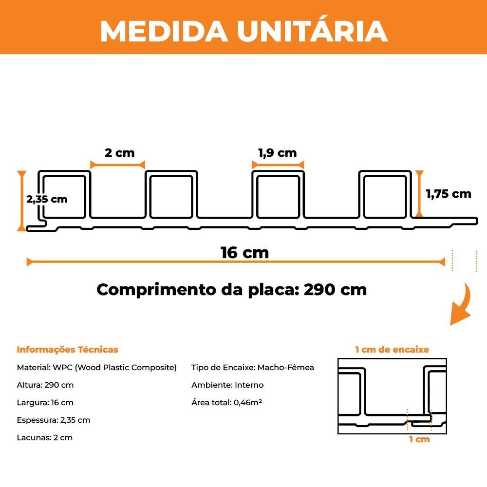 Painel Ripado Prime Madeira Wpc Cinza Fosco 2,9m X 16cm - 4