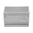 Ver imagem 1 de Bicama Solteiro Casinha Montessoriana Madeira Maciça Pinus - Branco - Grade Cercadinho Completa