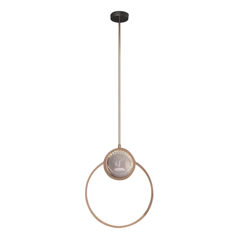 Luminária de Teto Pendente Circular de Cristal Dourado Led Integrado 3w 3000k