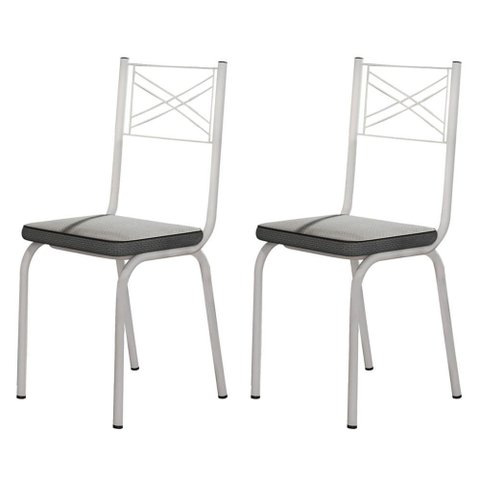 Kit com 2 Cadeiras 119 Malva Branca/Platina - Artefamol