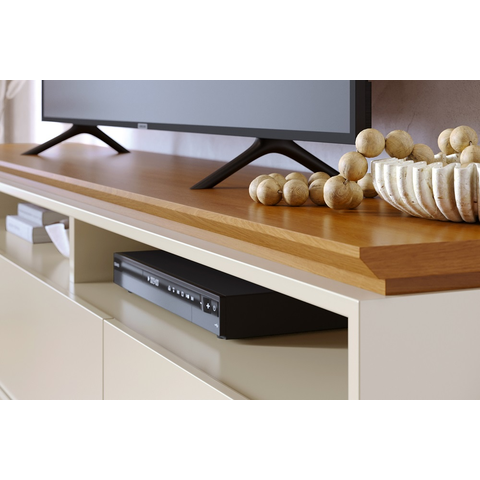 Bancada Selene 2m para Tv até 75'' com 3 Gavetas e Pés Retrô - Cinamomo/off White Madetec