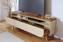 Ver imagem 3 de Bancada Selene 2m para Tv até 75'' com 3 Gavetas e Pés Retrô - Cinamomo/off White Madetec