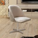 Ver imagem 2 de Poltrona Gaia Giratória De Metal Decoração Salão, Recepção, Mesa - Veludo Capuccino