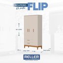 Ver imagem 4 de Guarda Roupa Infantil 3 Portas com Berço Americano Flip Areia Acetinado com Colchão Ortobom -
