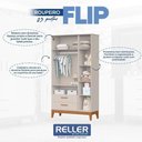 Ver imagem 5 de Guarda Roupa Infantil 3 Portas com Berço Americano Flip Areia Acetinado com Colchão Ortobom -