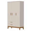 Ver imagem 2 de Guarda Roupa Infantil 3 Portas com Berço Americano Flip Areia Acetinado com Colchão Ortobom -